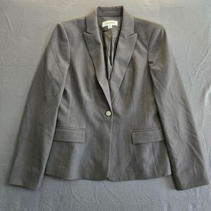 Calvin Klein Women 10 Gray Business Single Breasted Notch Lapel Blazer Jacket